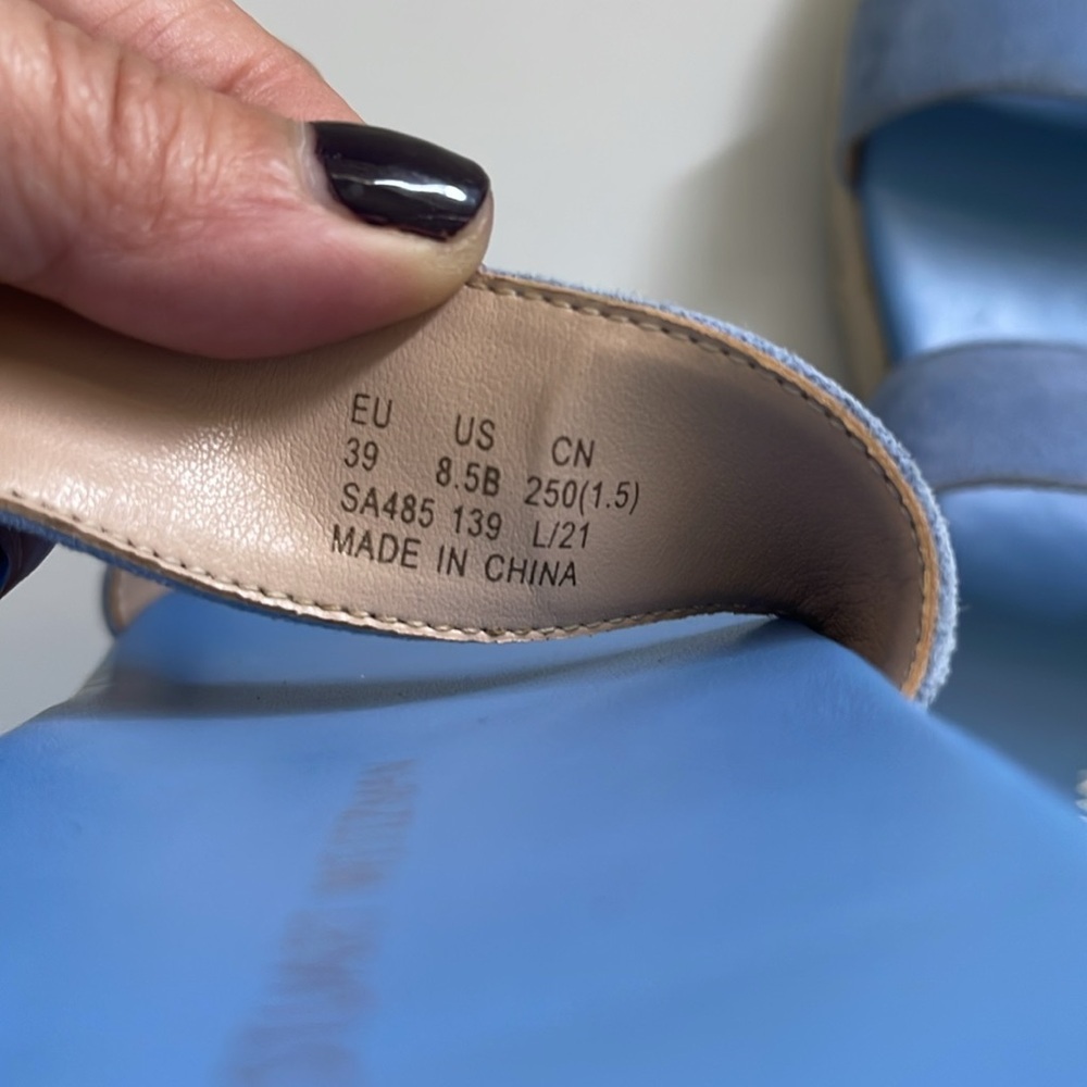 Stuart Weitzman Mykonos Two Strap Suede Blue Peri… - image 6